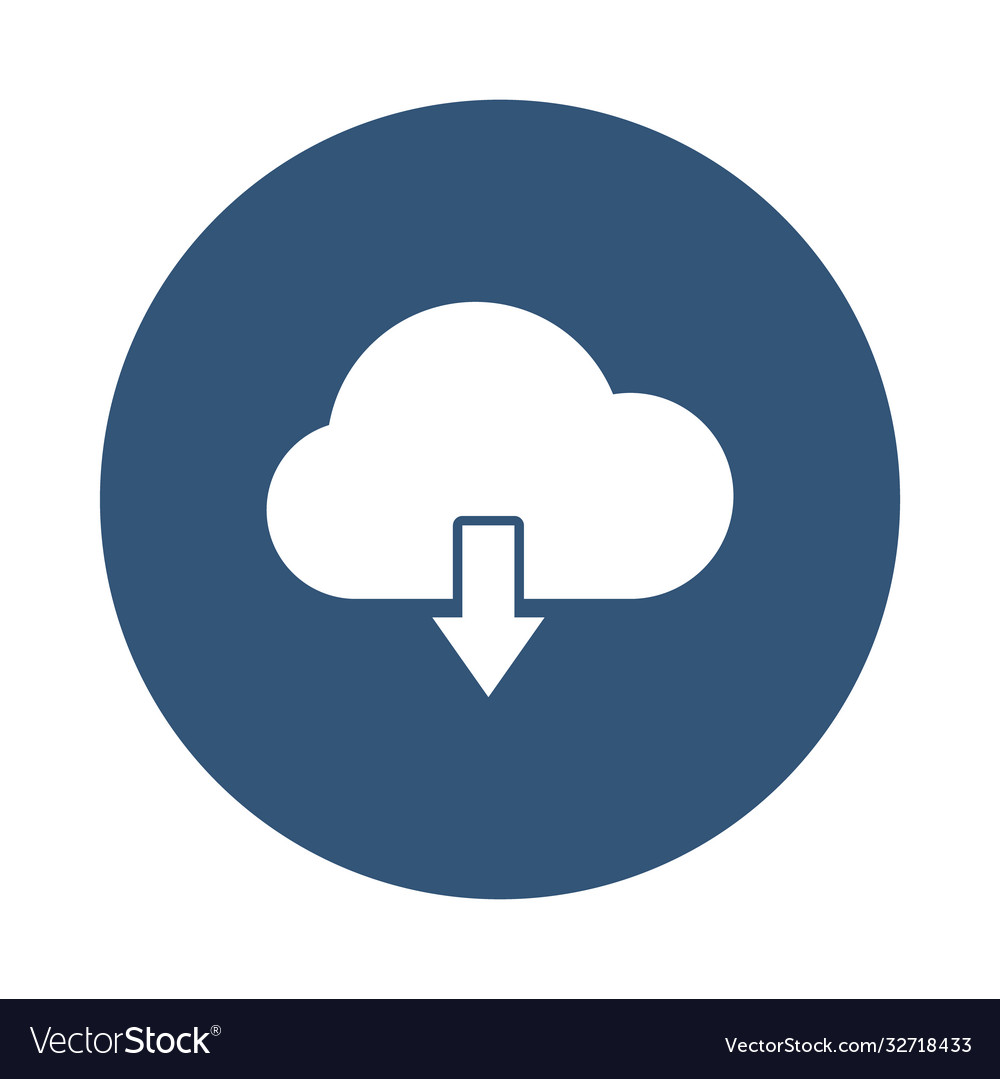 Cloud with dowload arrow icon block style vector image Cloud with dowload arrow icon block style