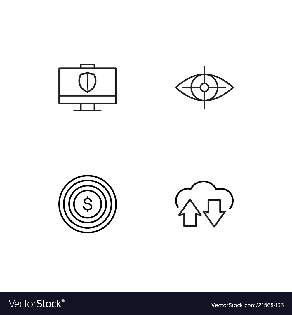 Cyber security linear icons set simple outline