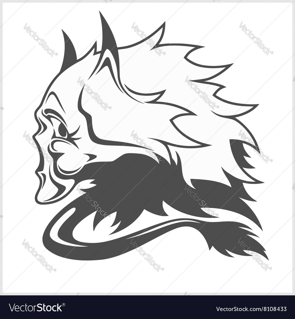 Demon skull on white