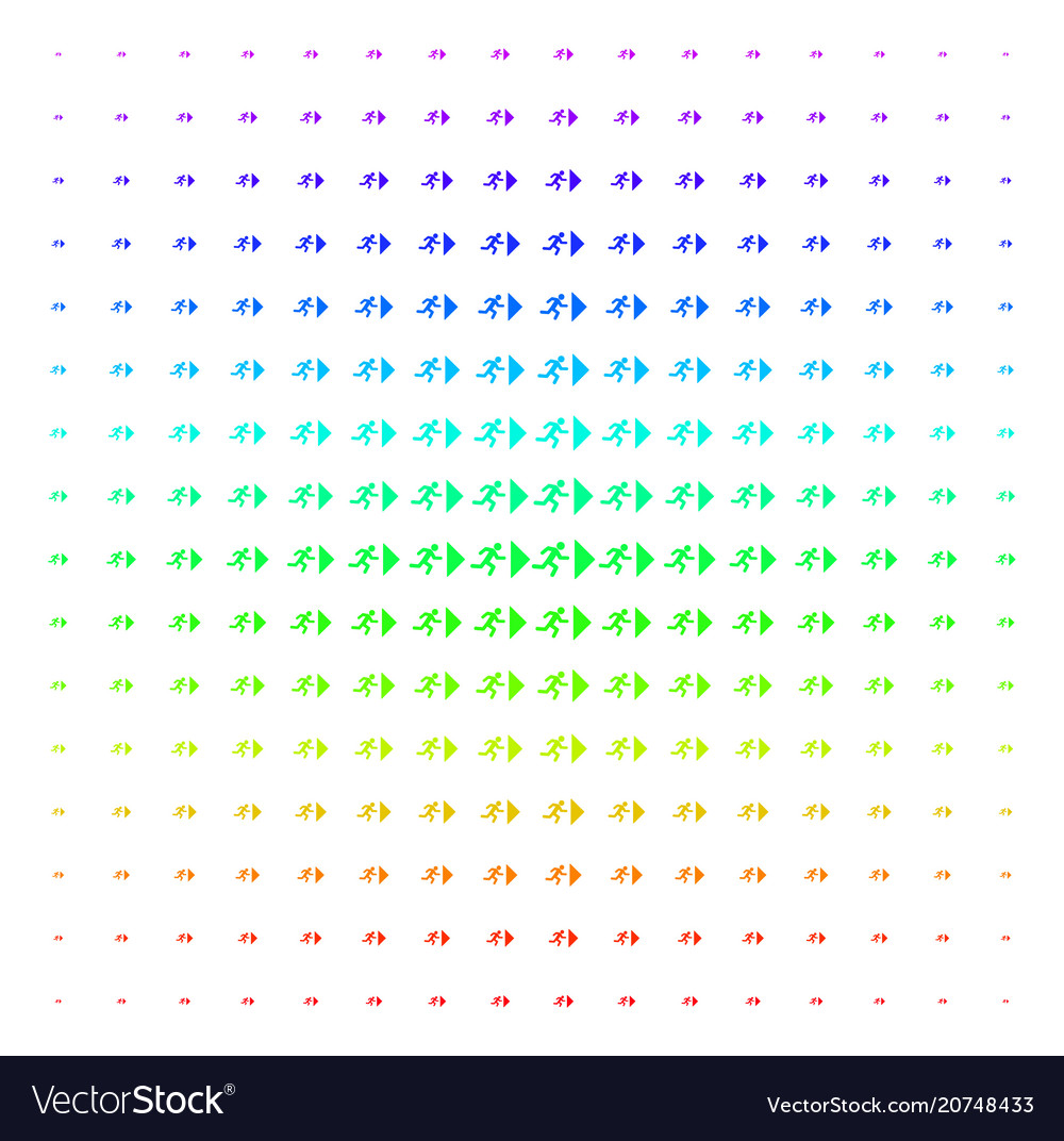 Exit direction icon halftone spectral grid vector image Exit direction icon halftone spectral grid