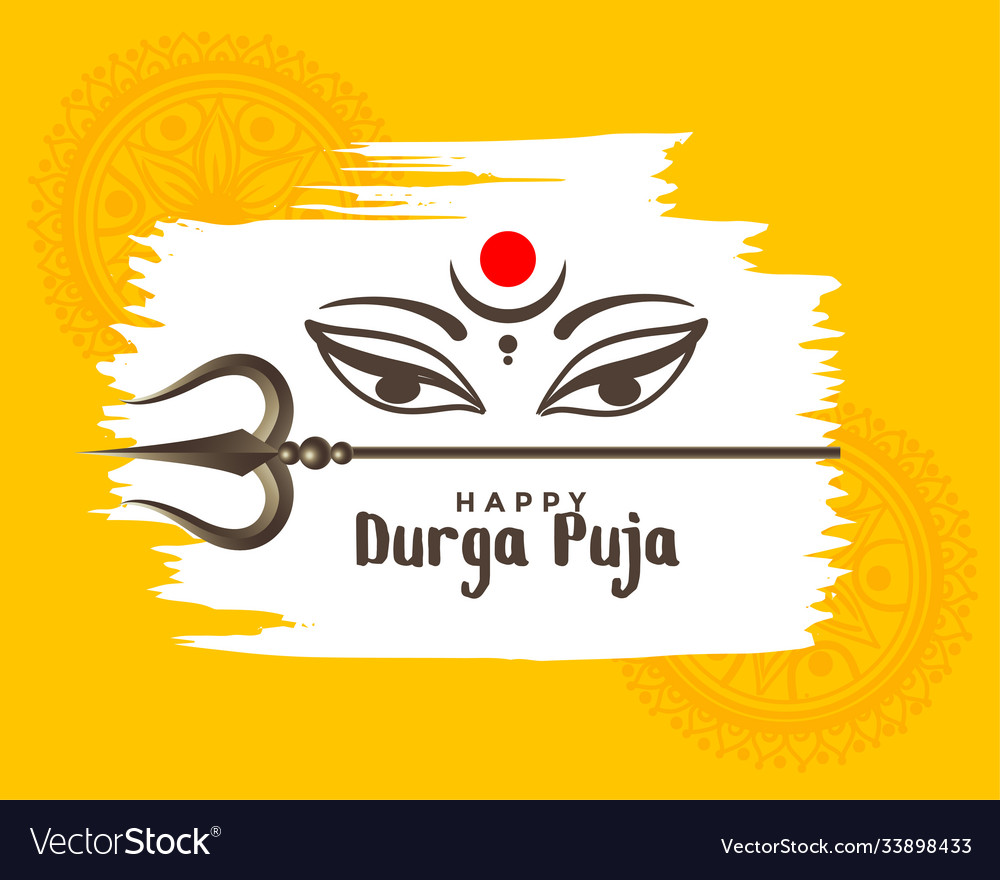 Happy durga pooja festival wishes card design Vector Image