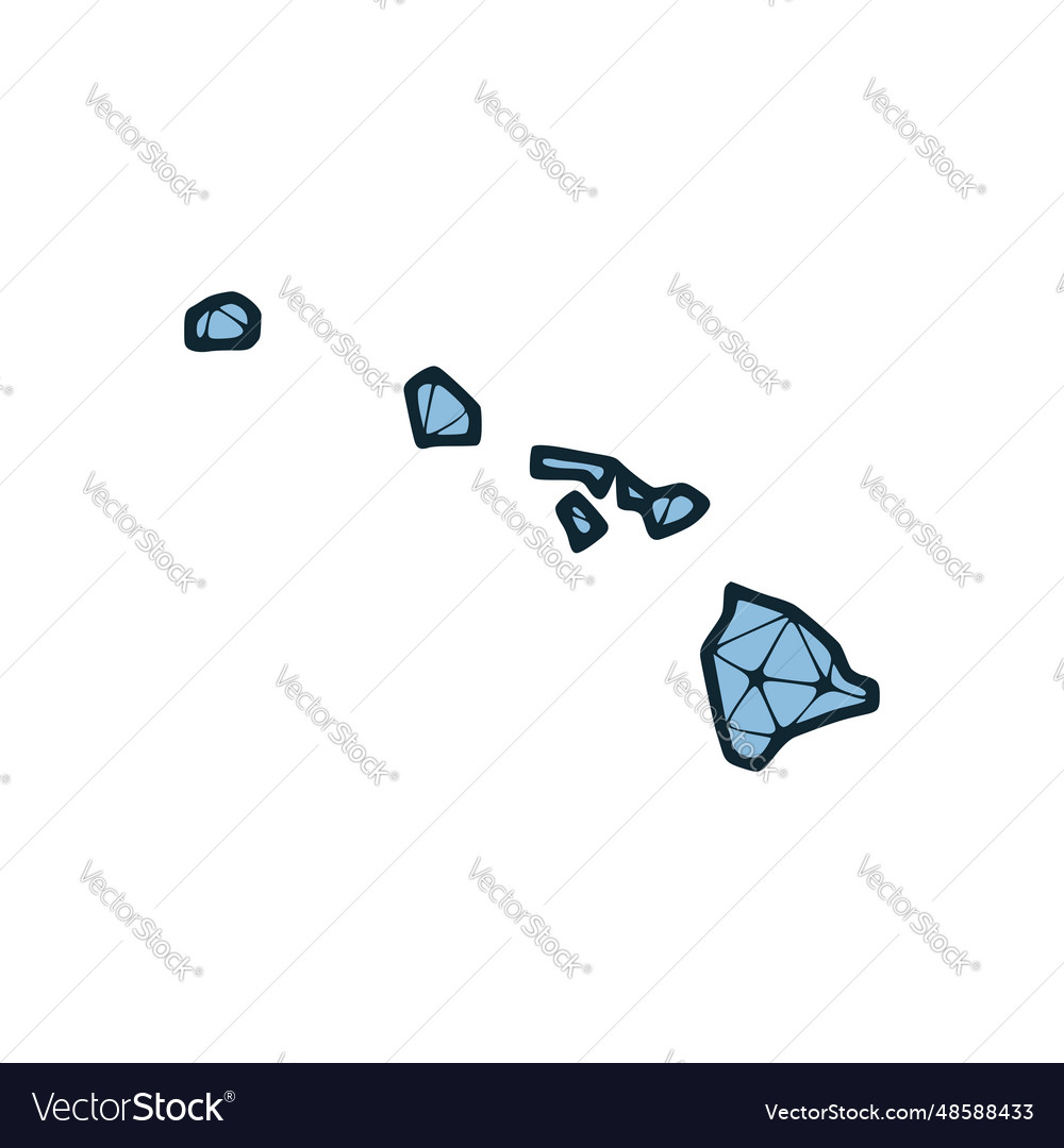 Hawaii state map polygonal made of lines and dots