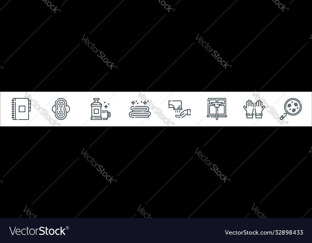 Hygiene routine line icons linear set quality vector image Hygiene routine line icons linear set quality