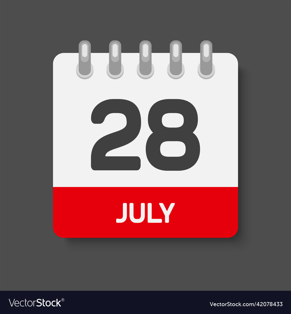 Icon day date 28 july template calendar page Vector Image