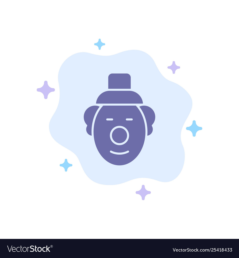 Joker clown circus blue icon on abstract cloud