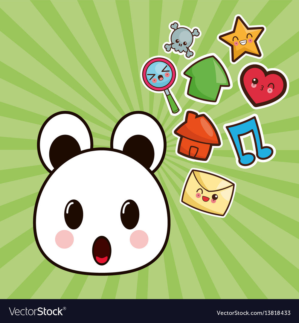 Kawaii bear character social media image