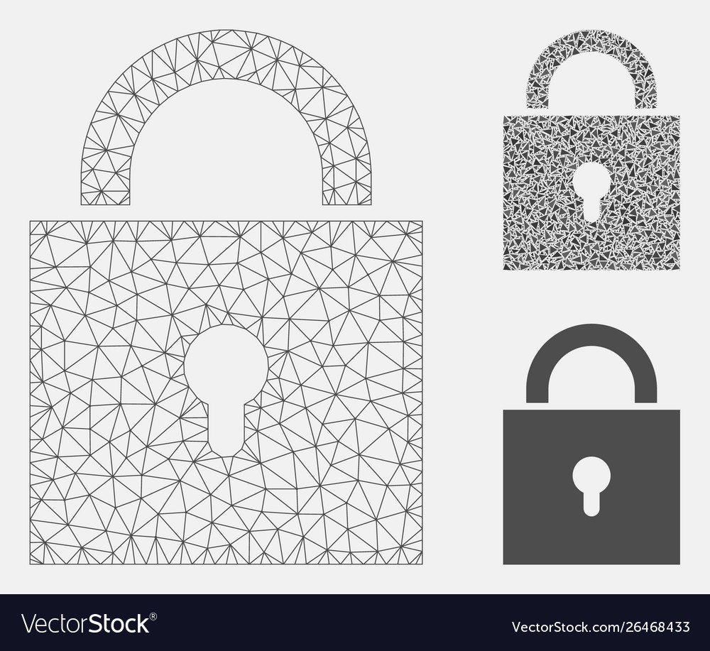 Lock mesh wire frame model and triangle vector image Lock mesh wire frame model and triangle
