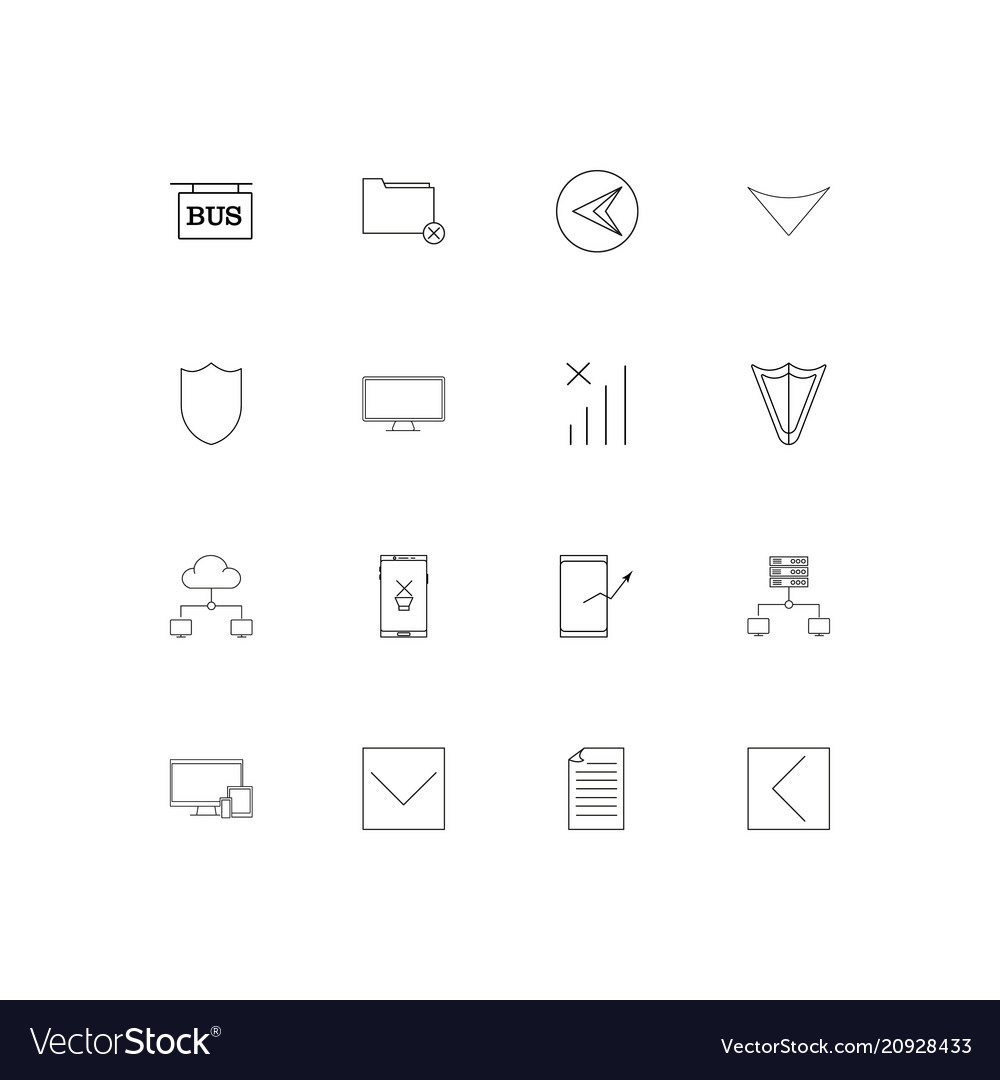 Netzwerk und Datenbank lineare dünne Symbole Set