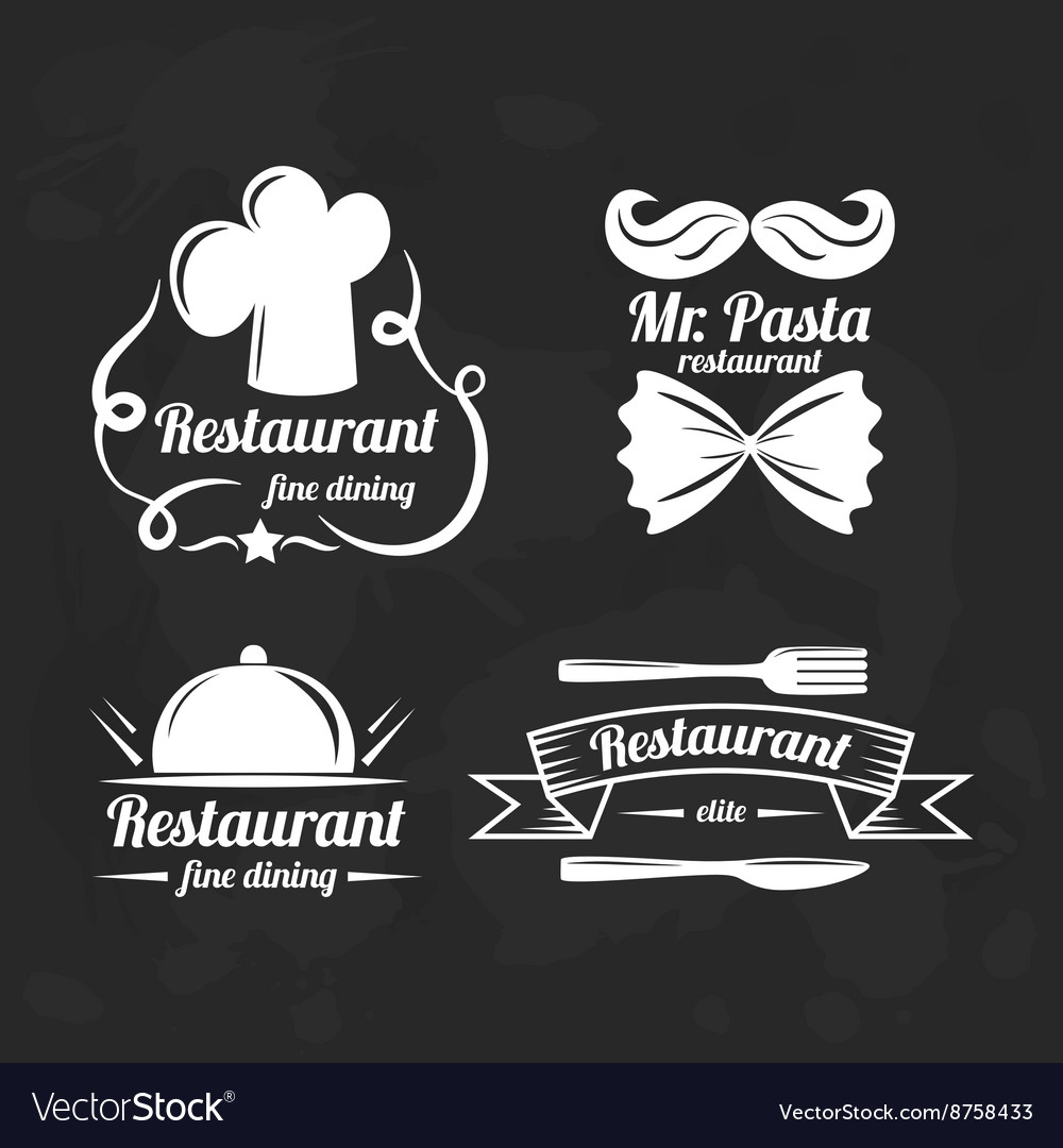 Restaurant Logo Elements Set Of Flat Logotypes Vector Image