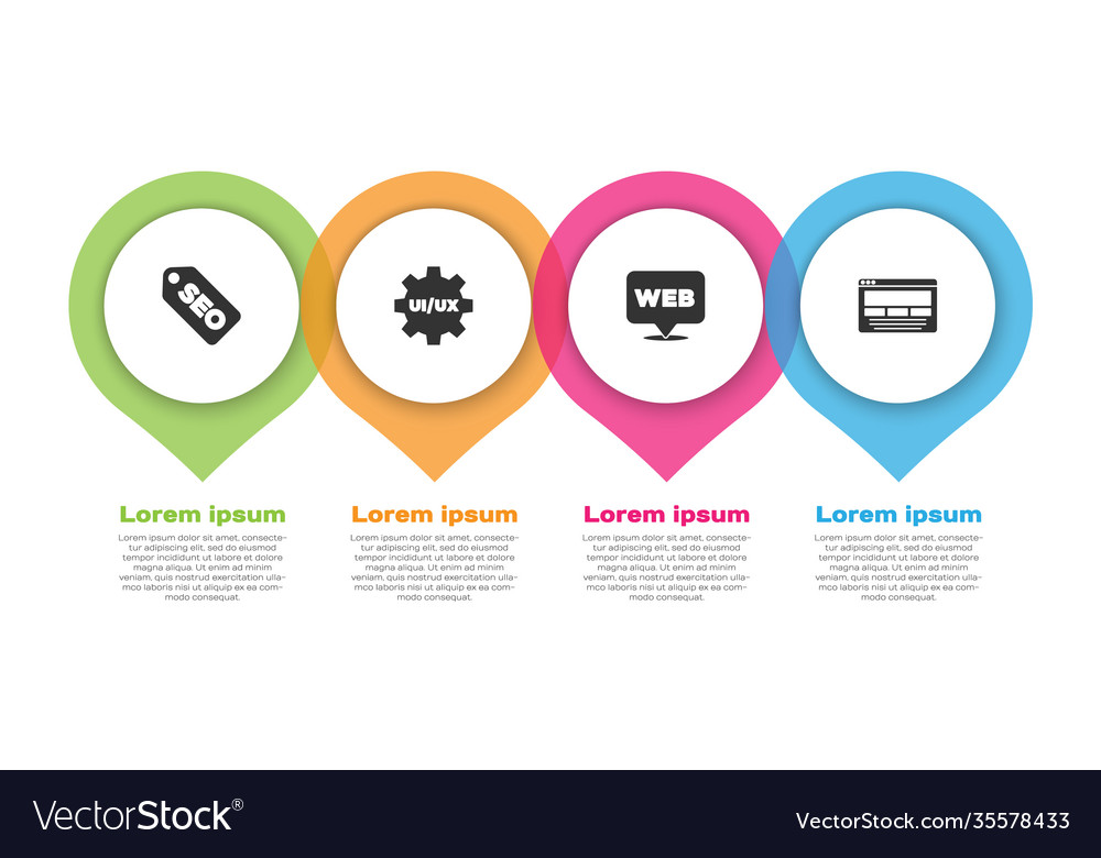 Set seo optimization ui or ux design web Vector Image Set seo optimization ui or ux design web