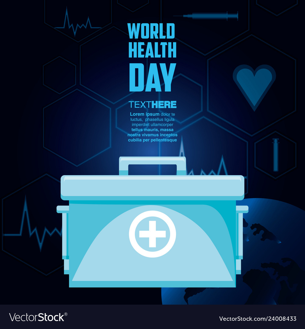 World health day card with first aid kit