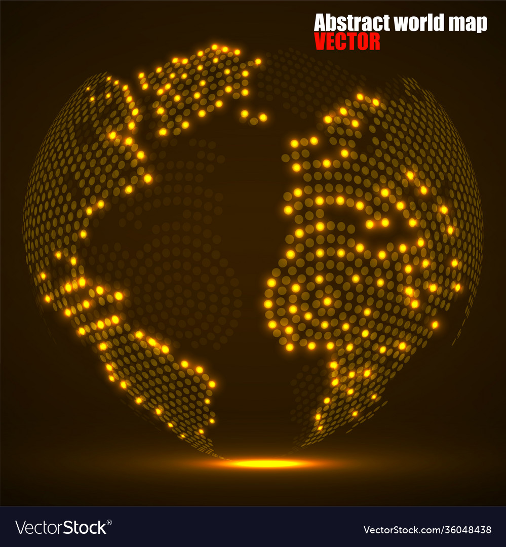 Abstract globe earth glowing radial dots neon