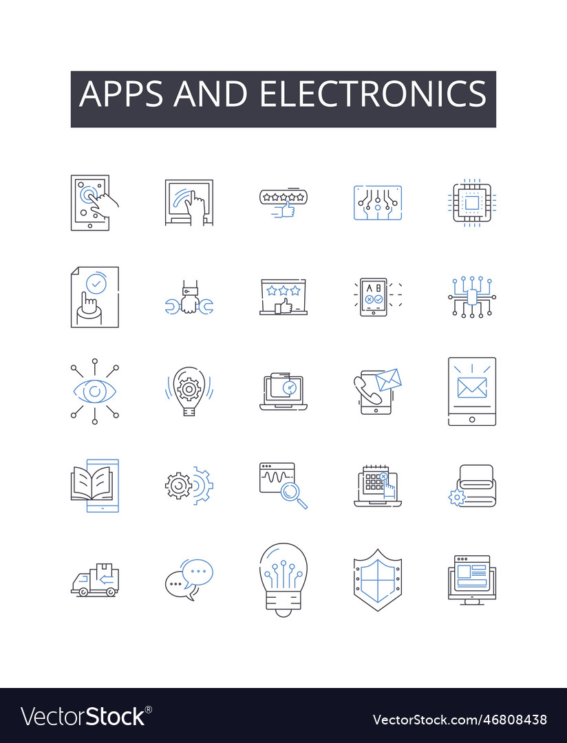 Apps and electronics line icons collection