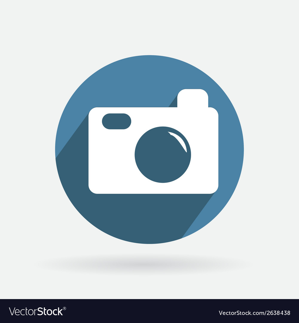 Circle blue icon with shadow photo camera