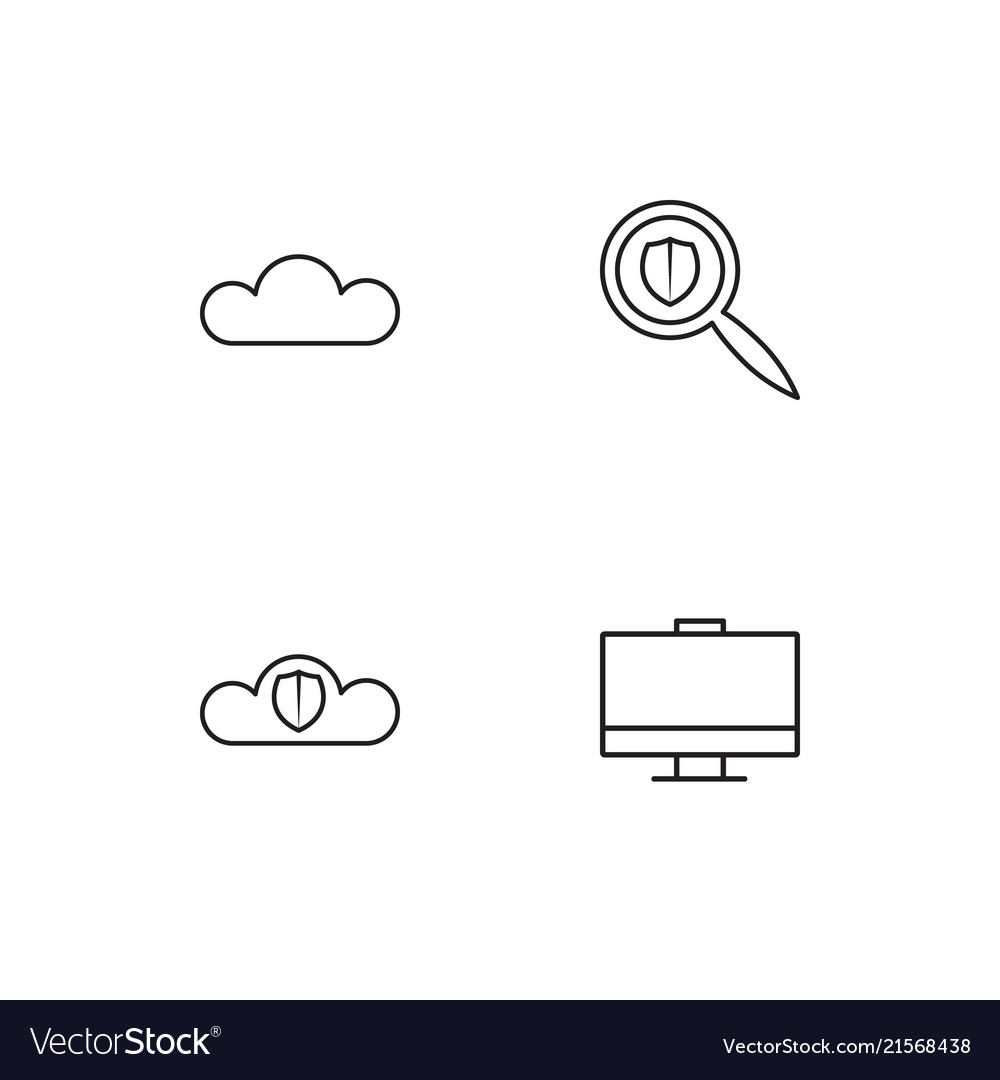 Cyber security linear icons set simple outline