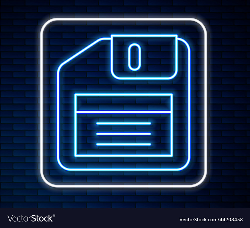Glowing neon line floppy disk for computer data vector image Glowing neon line floppy disk for computer data
