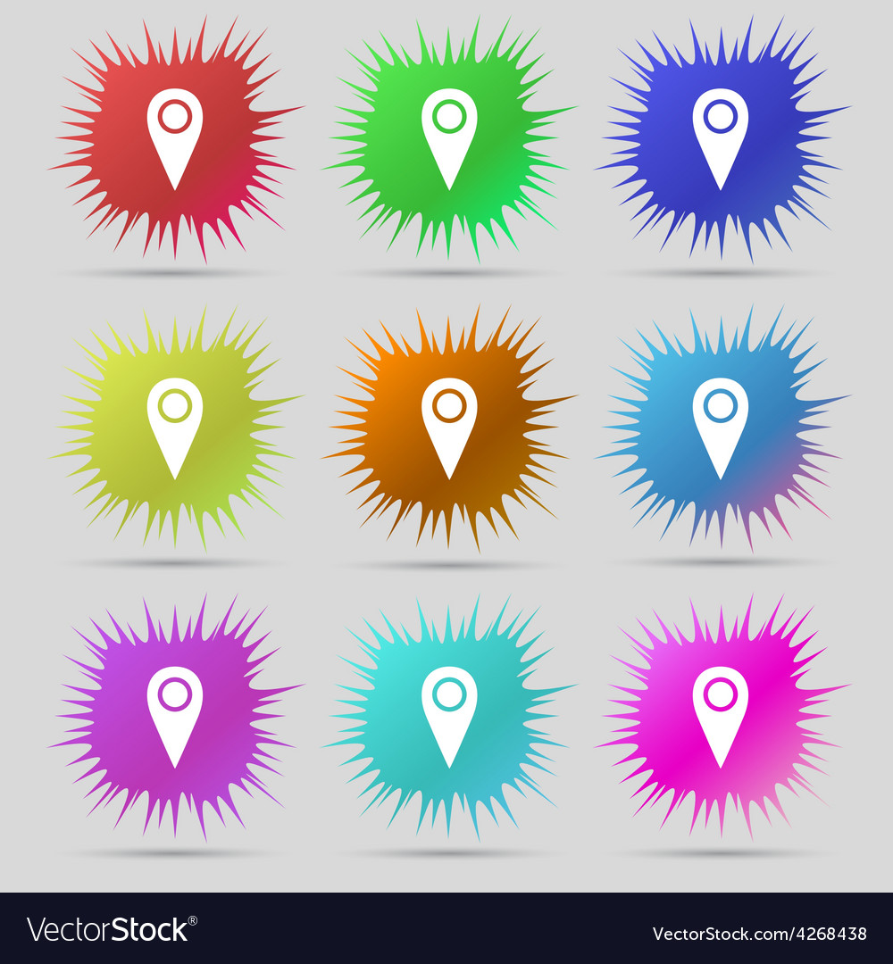 Map pointer icon sign a set of nine original