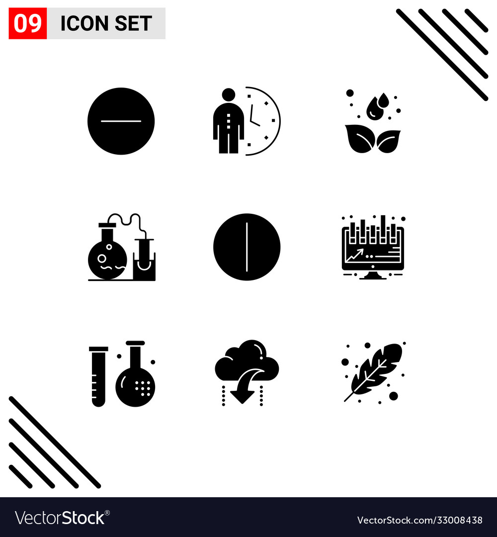 Mobile interface solid glyph set 9 pictograms