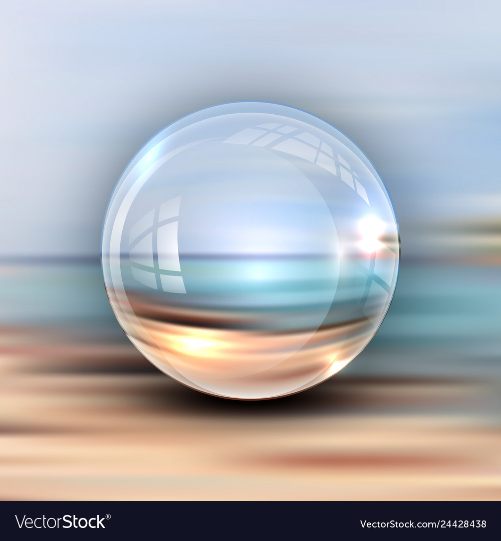 Realistic 3d sphere on the background of beach