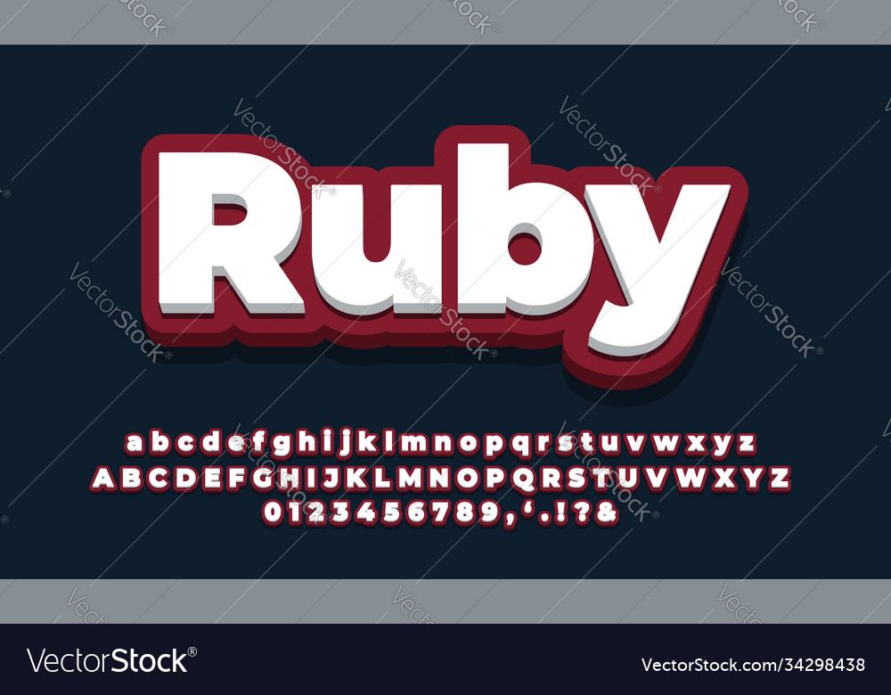 Red dark with white 3d font effect or text styles