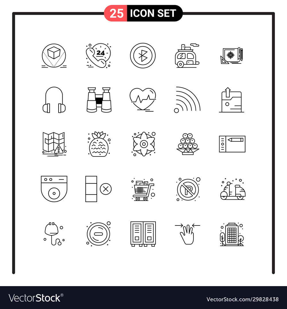 Set 25 line style icons for web and mobile vector image Set 25 line style icons for web and mobile