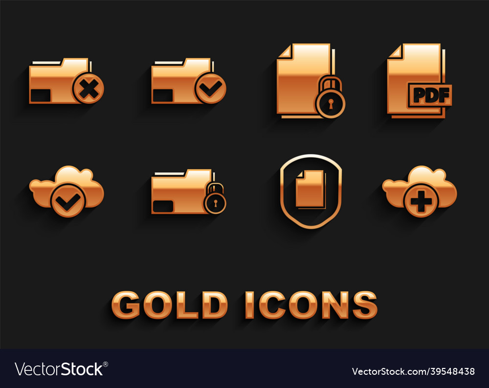 Set folder and lock pdf file document add cloud Vector Image Set folder and lock pdf file document add cloud
