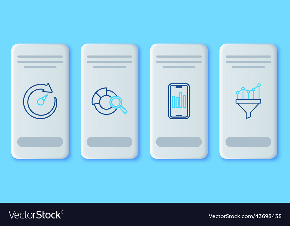 Set line search data analysis mobile with graph vector image Set line search data analysis mobile with graph