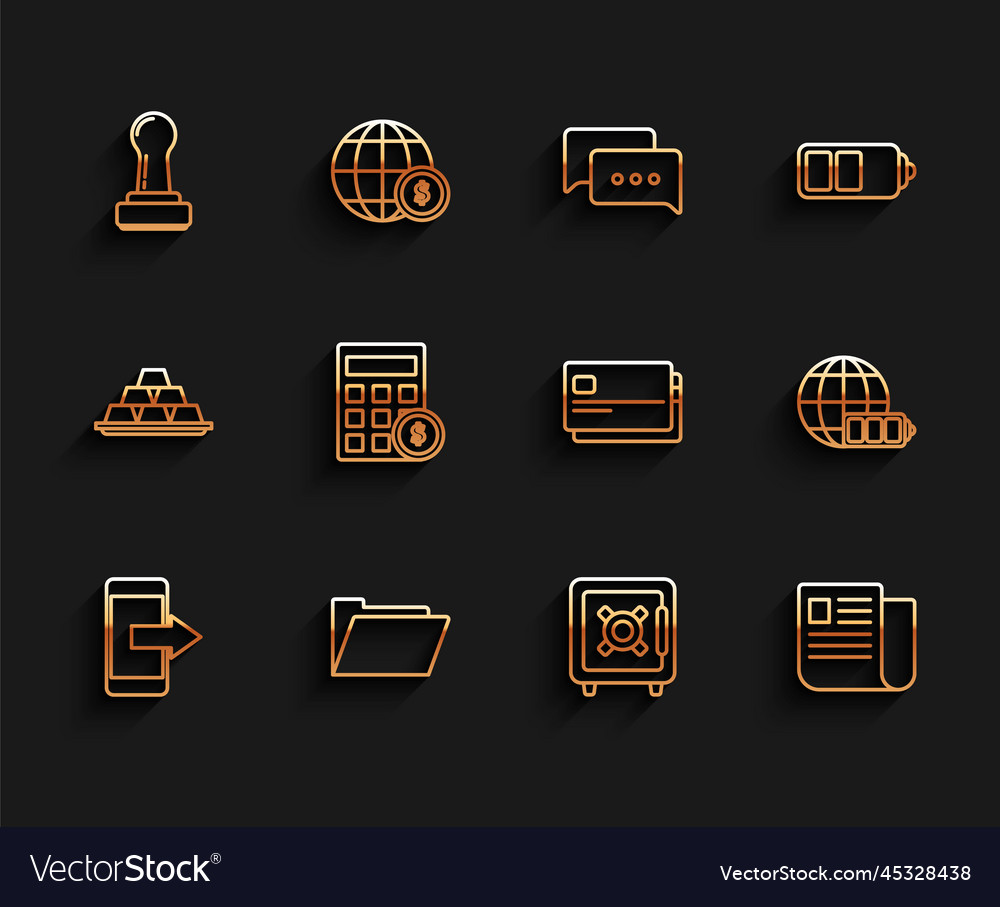 Set line smartphone mobile phone document folder vector image Set line smartphone mobile phone document folder