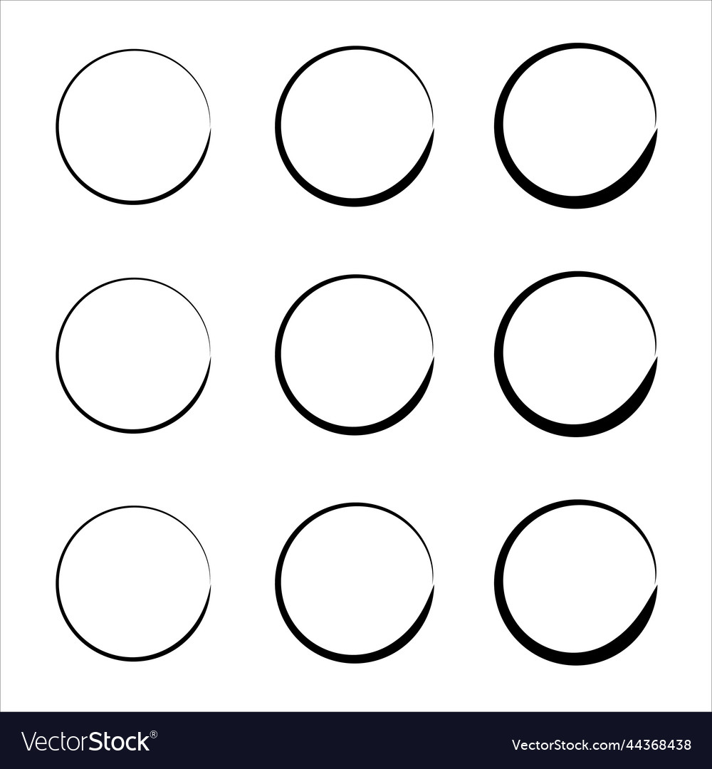 Super set of circles lines round frames in doodle