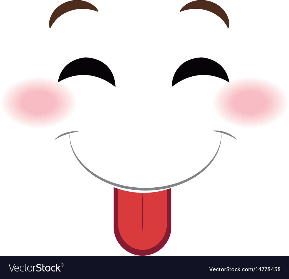 Tongue out face emoticon kawaii style Royalty Free Vector