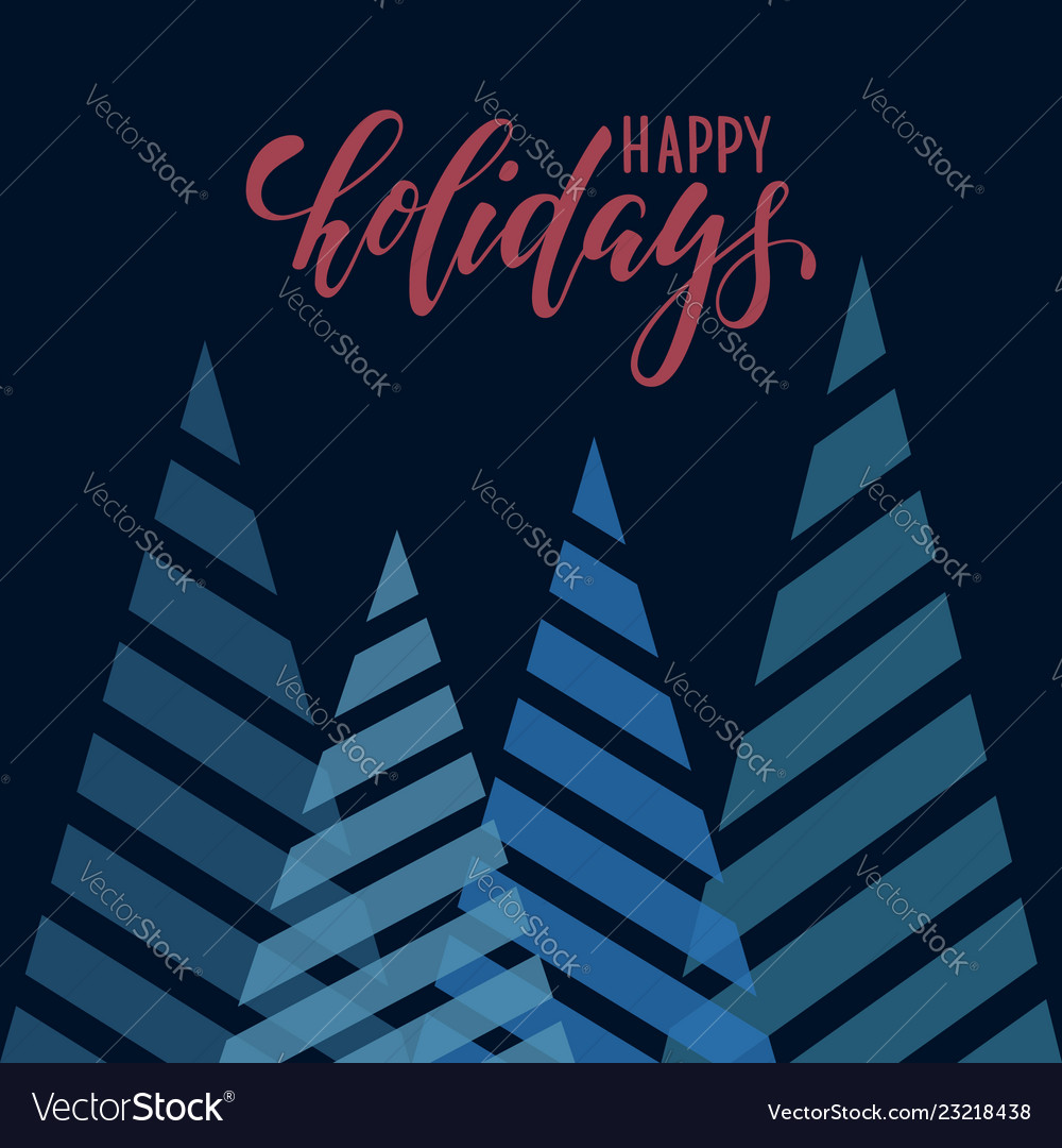 Vintage triangular stylized christmas trees hand Vector Image