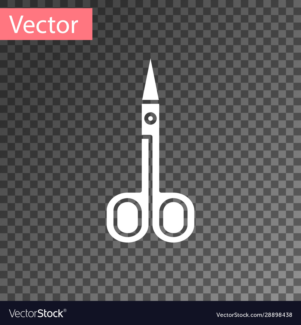 White scissors icon isolated on transparent