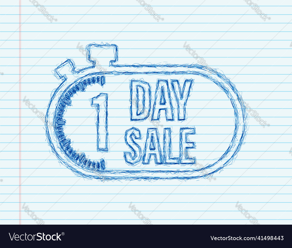 1 day sale countdown timer clock icon sketch vector image 1 day sale countdown timer clock icon sketch