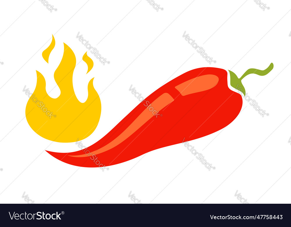 A spicy chili pepper with flame Royalty Free Vector Image