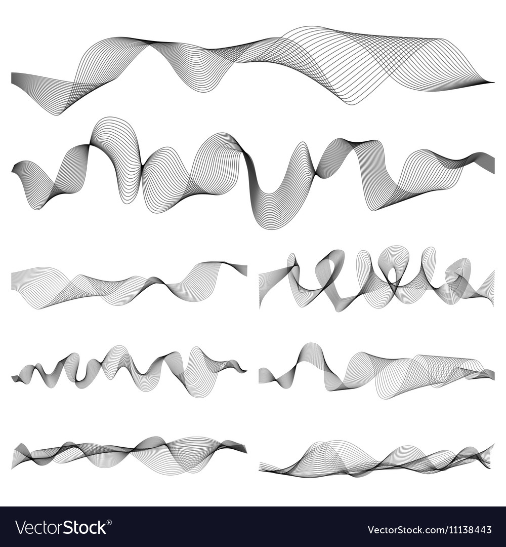 Abstract music sound waves pulse set Royalty Free Vector