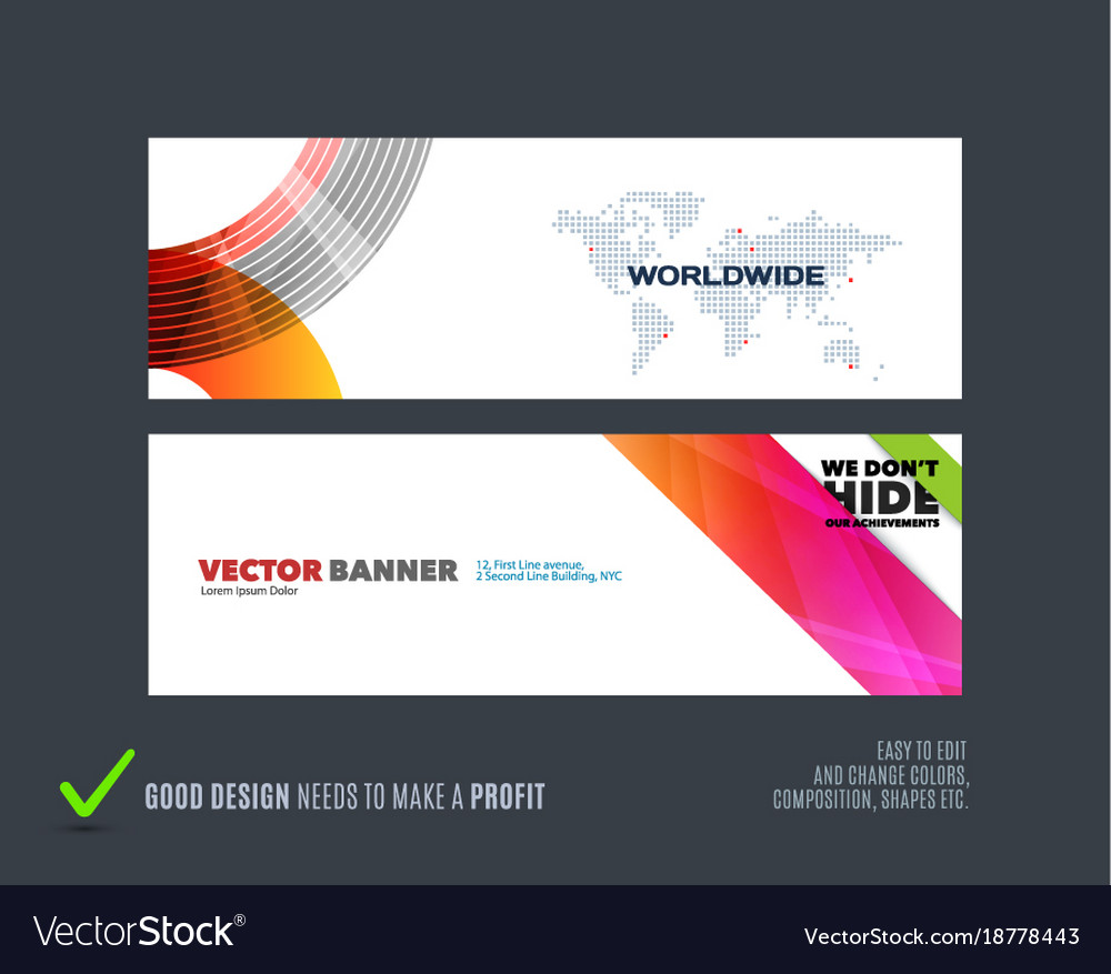 Abstract set of modern horizontal website
