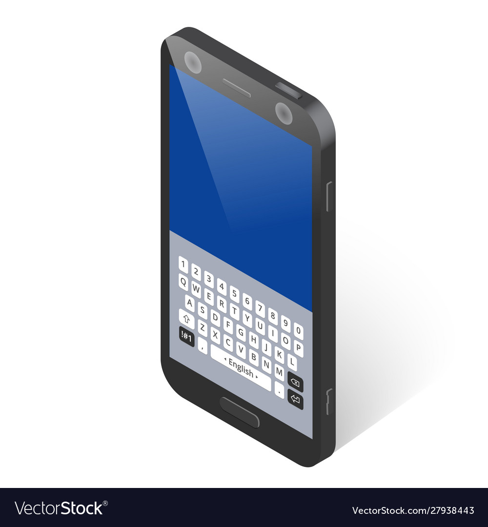 Black isometric smartphone with keypad left view