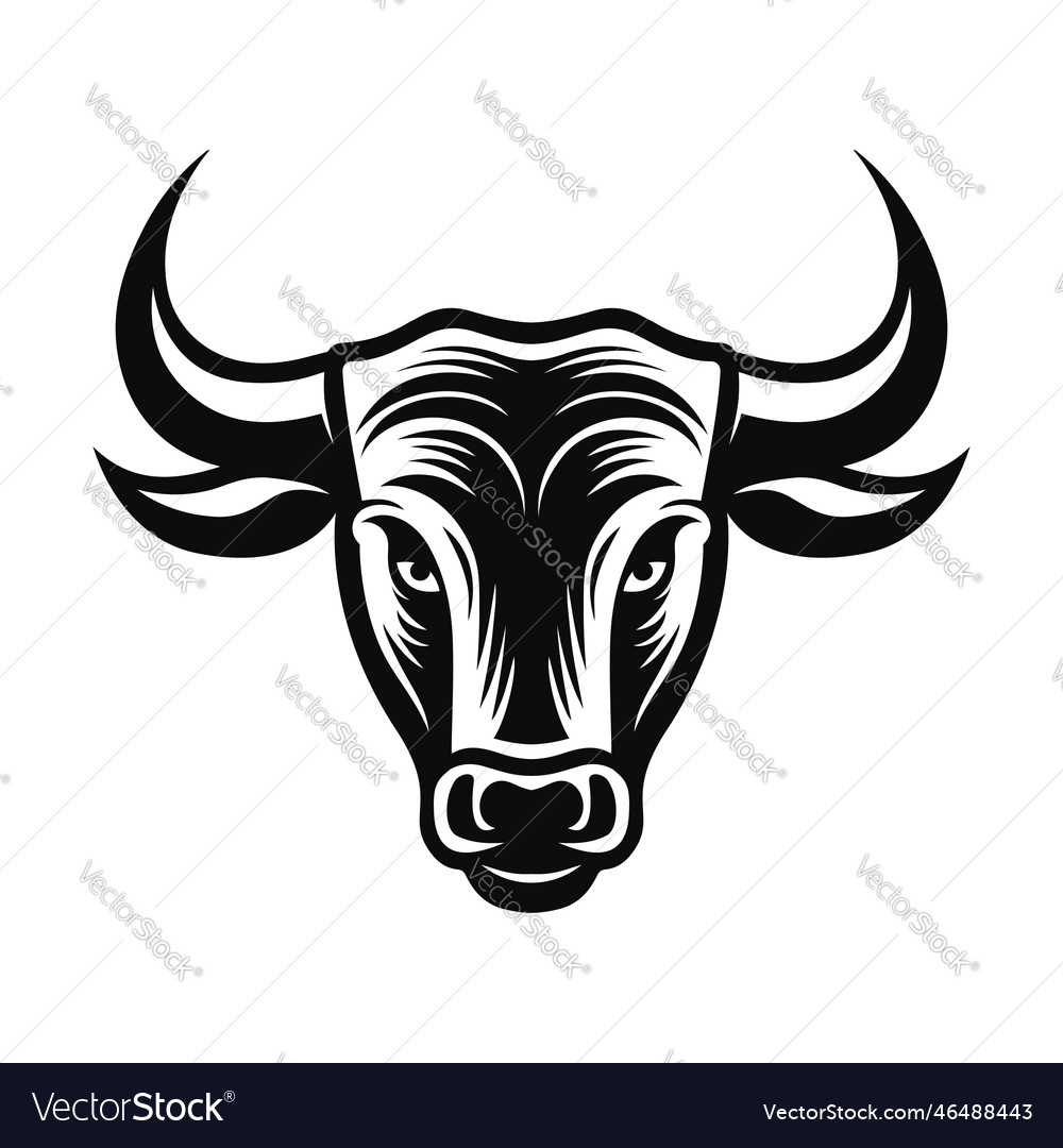 Bull head logo black and white emblem Royalty Free Vector