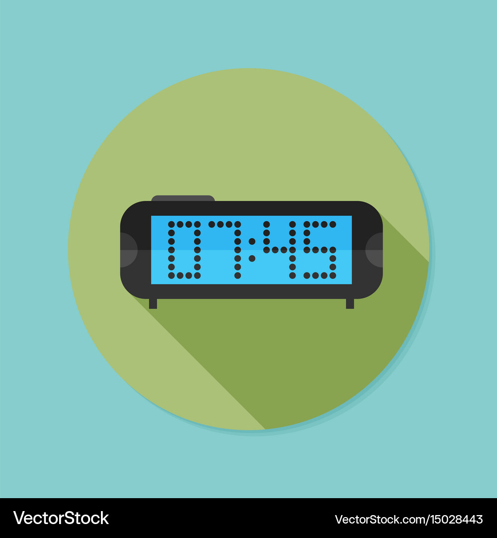 Digital clock flat icon with long shadow eps10 Vector Image
