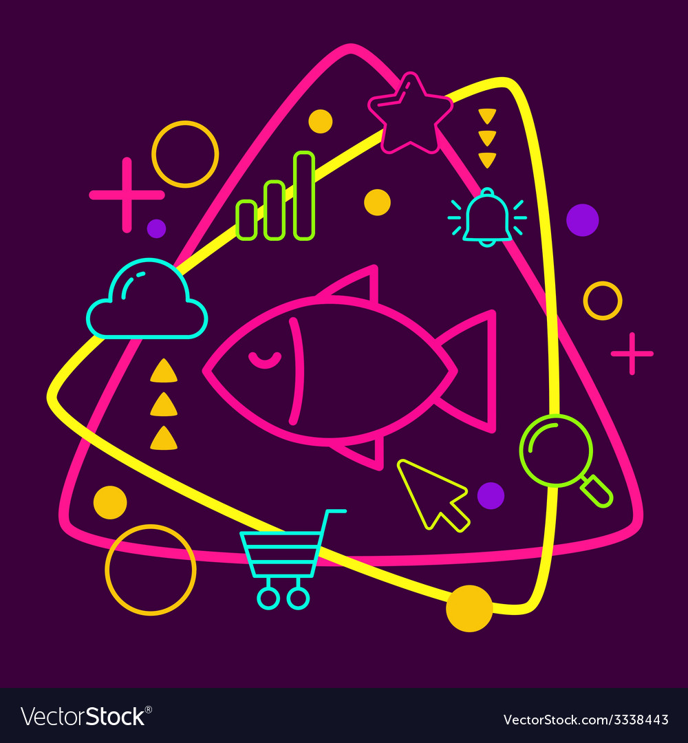 Fish on abstract colorful geometric dark