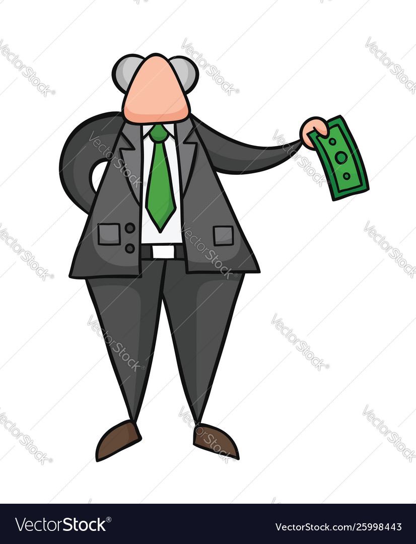 Hand-drawn boss giving money Royalty Free Vector Image