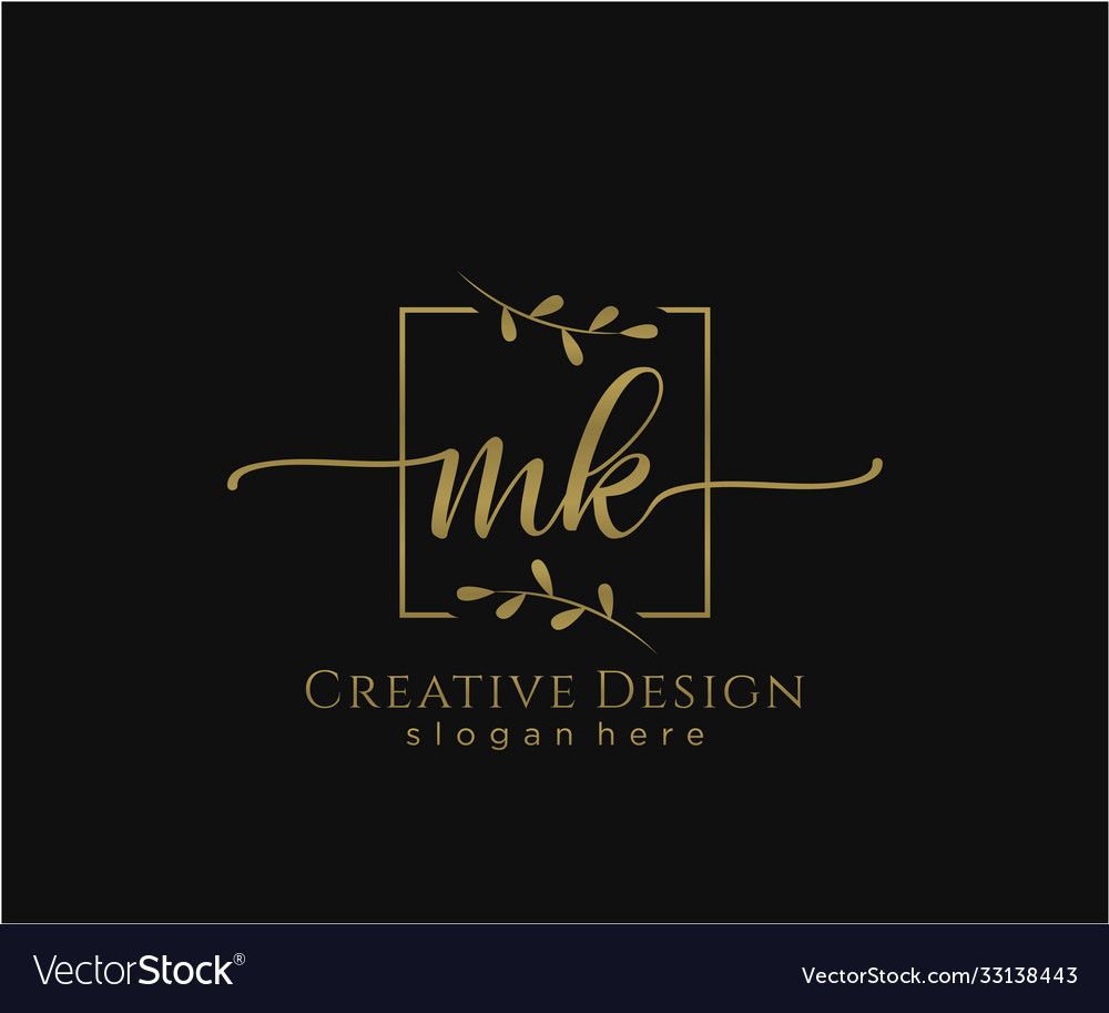 Initial mk beauty monogram and elegant logo design