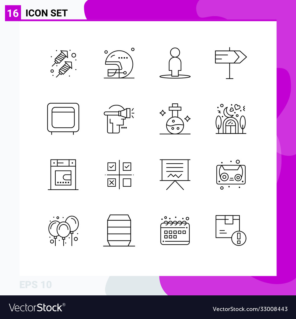 Pack 16 modern outlines signs and symbols