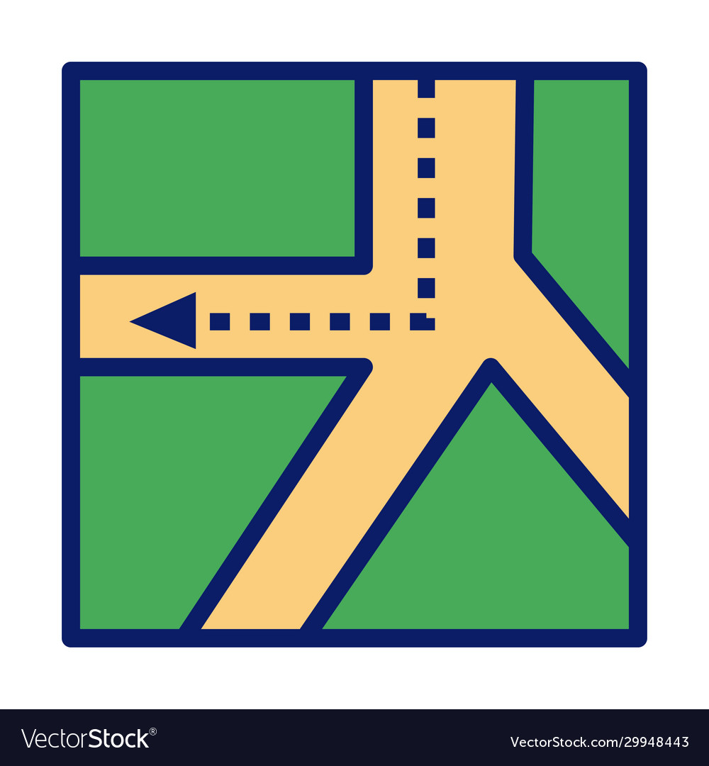 Paper map guide with arrow line and fill style