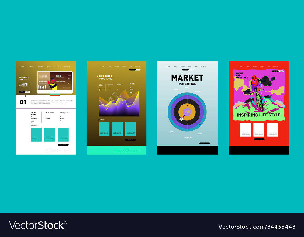 Presentation and website interface layout design Vector Image Presentation and website interface layout design