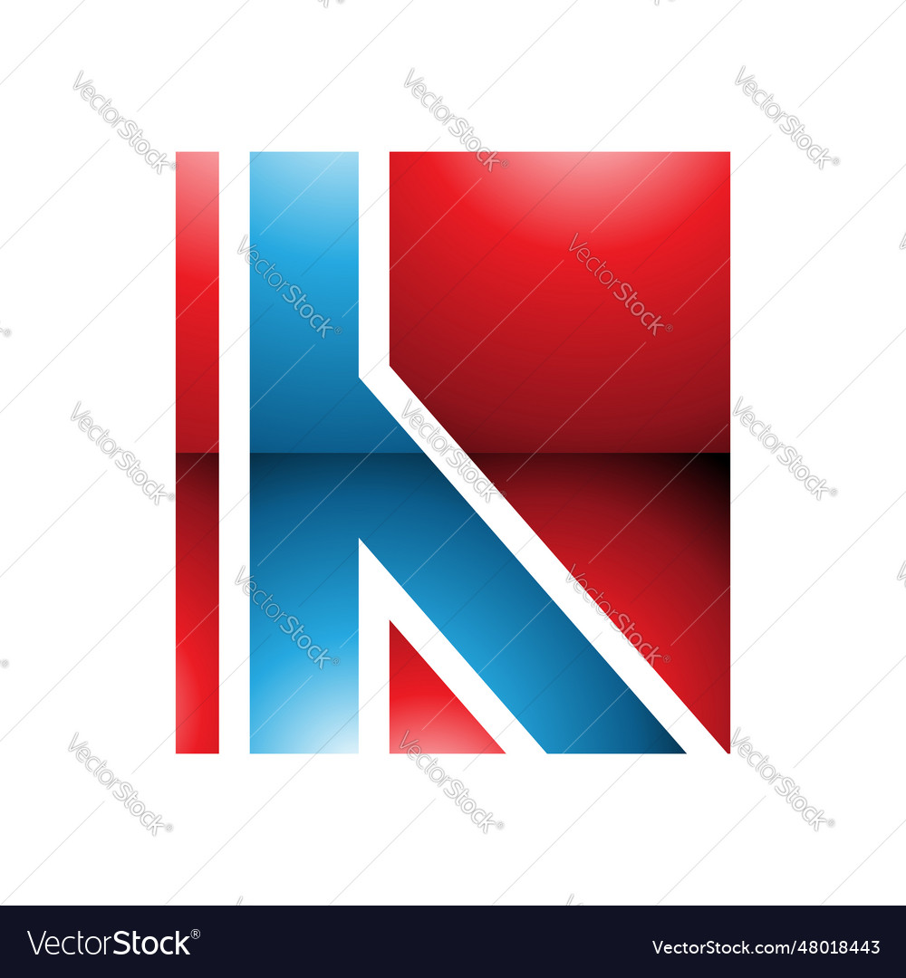 Red and blue glossy letter h icon with straight Vector Image