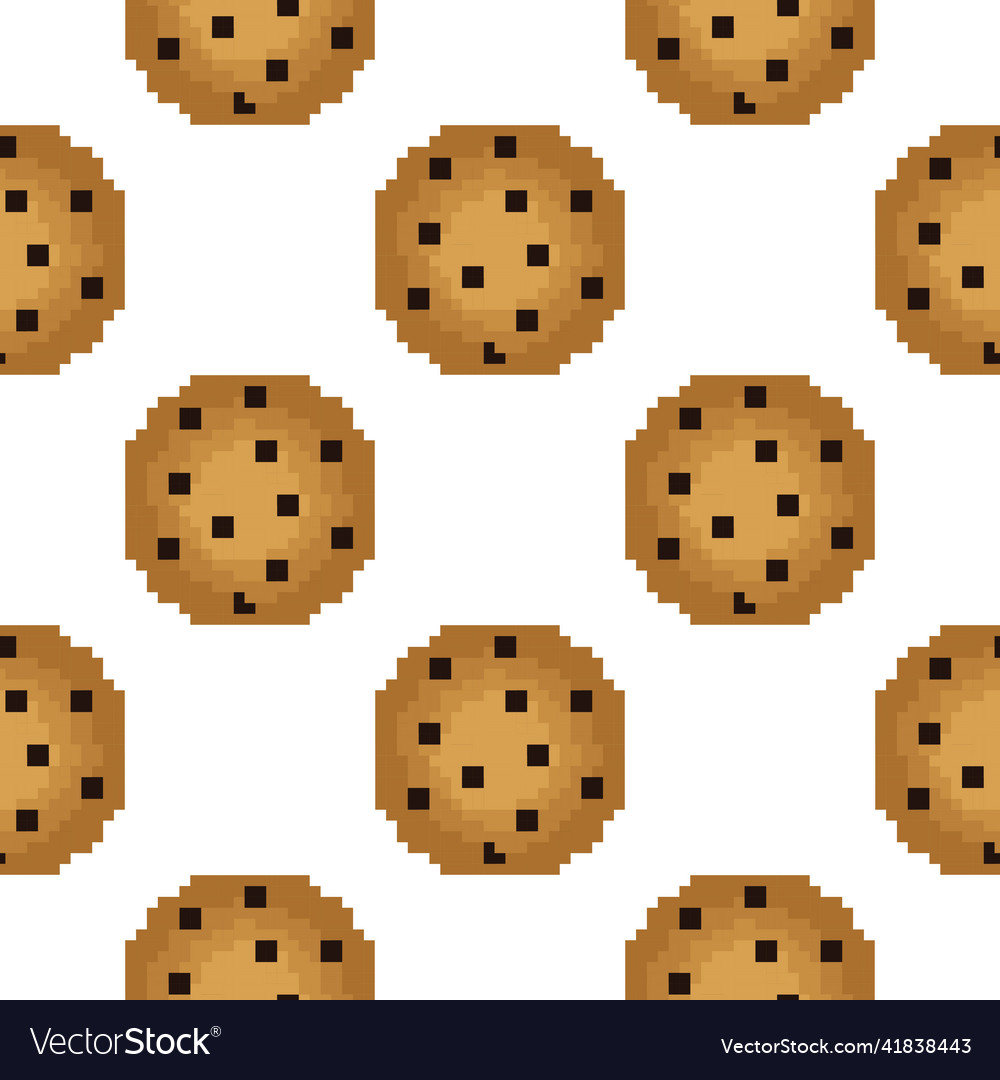 Seamless pattern of cookies in pixel style 2 Vector Image Seamless pattern of cookies in pixel style 2