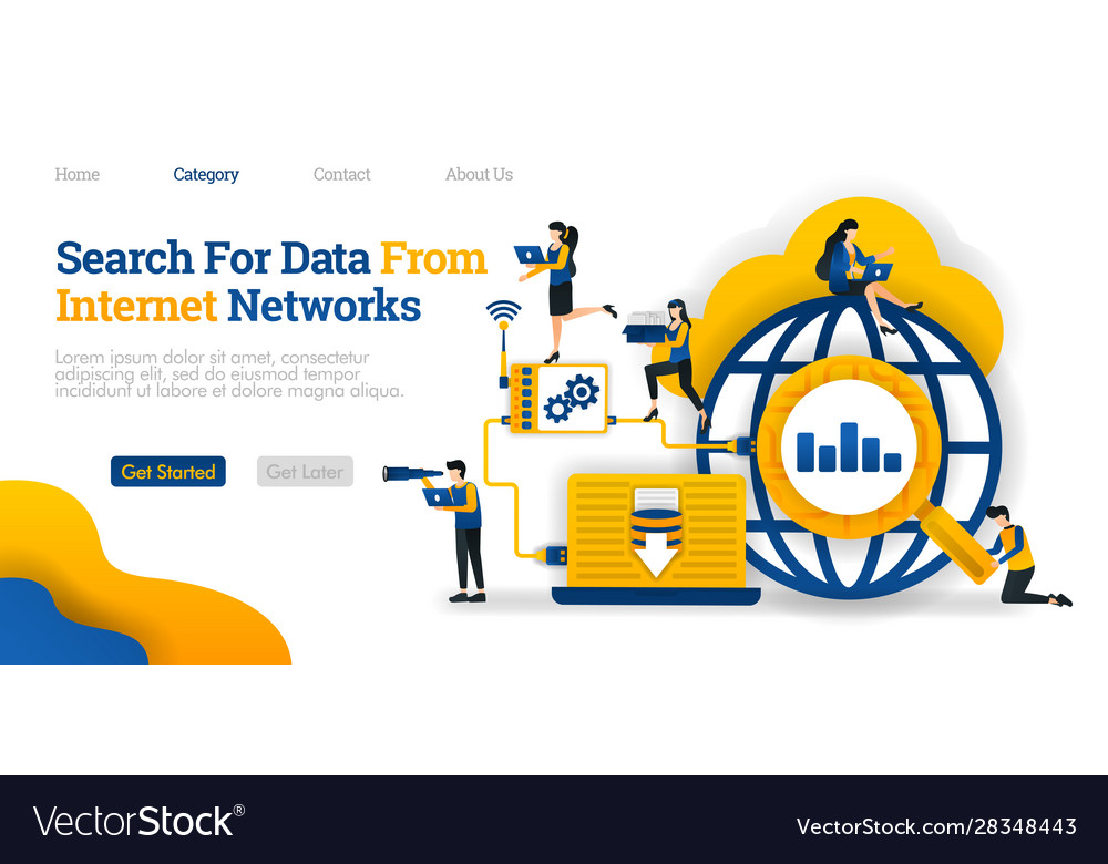 Search for data from internet network analyze vector image Search for data from internet network analyze