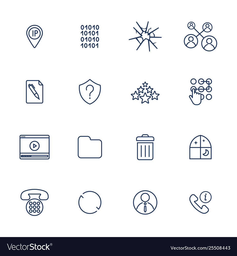 Set 16 icons for software application Royalty Free Vector