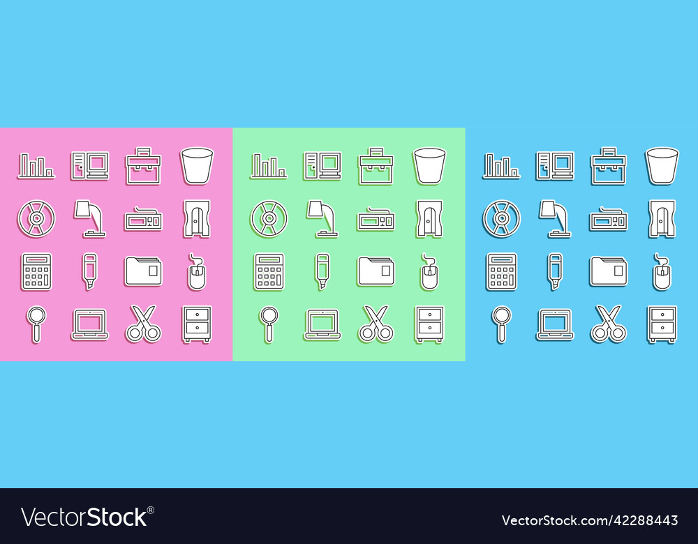 Set line drawer with documents computer mouse